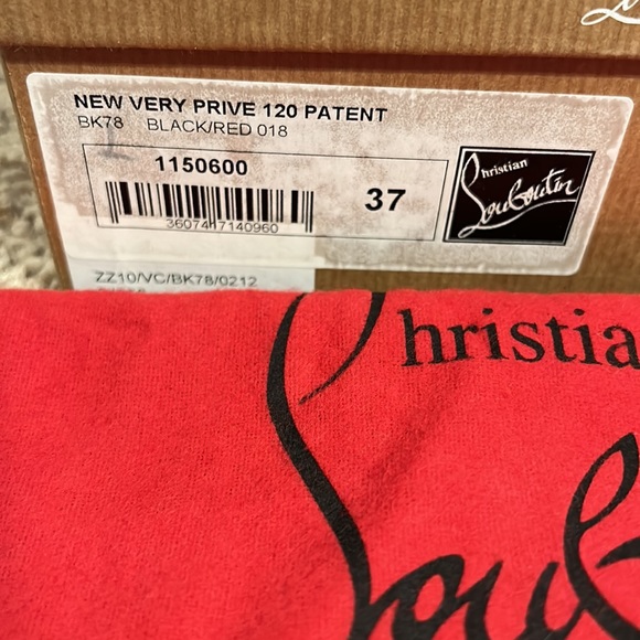 Christian Louboutin Black Patent Red Peep Toe “New Very Prive120 Patent” Size37 - Picture 2 of 9